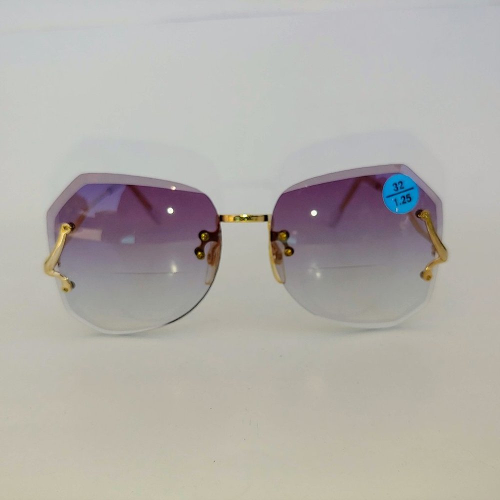 NWT Vintage 90's Lady Small Dia-Cut Bi-Focal Reading Sunglasses +1.50 (Smoke)